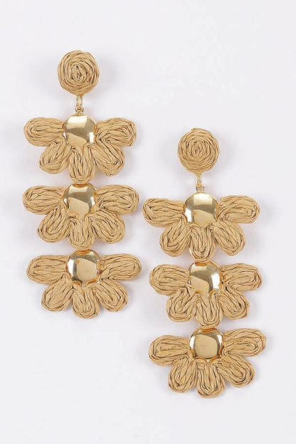 Women's Earrings Drops Raffia BYMANYC ® New York HAMPTONS FLOWER - New Collection