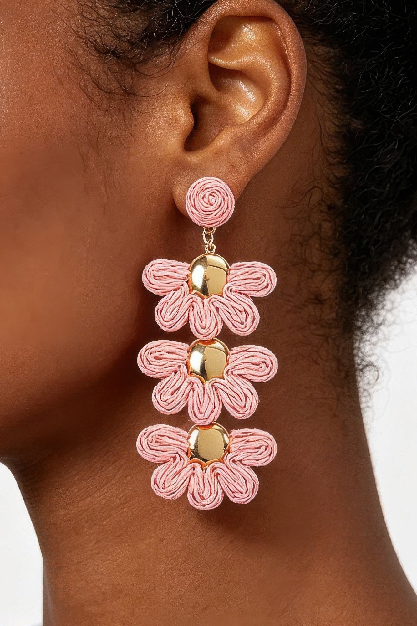 Women's Earrings Drops Raffia BYMANYC ® New York HAMPTONS FLOWER - New Collection