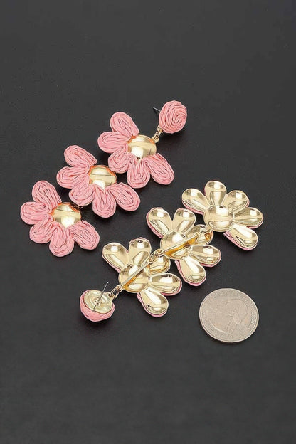Women's Earrings Drops Raffia BYMANYC ® New York HAMPTONS FLOWER - New Collection