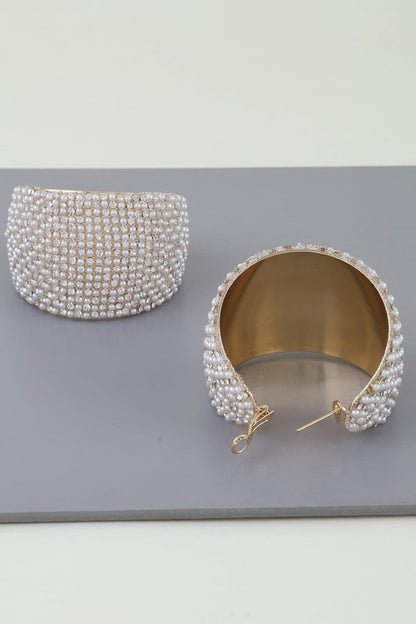 Women's Earrings Hoops Pearl BYMANYC ® New York HUDSON CRESCENT - New Collection