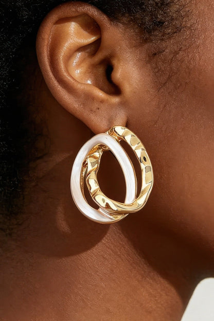 Women's Earrings Drops Interlocking BYMANYC ® New York SOHO HAMMERED - New Collection