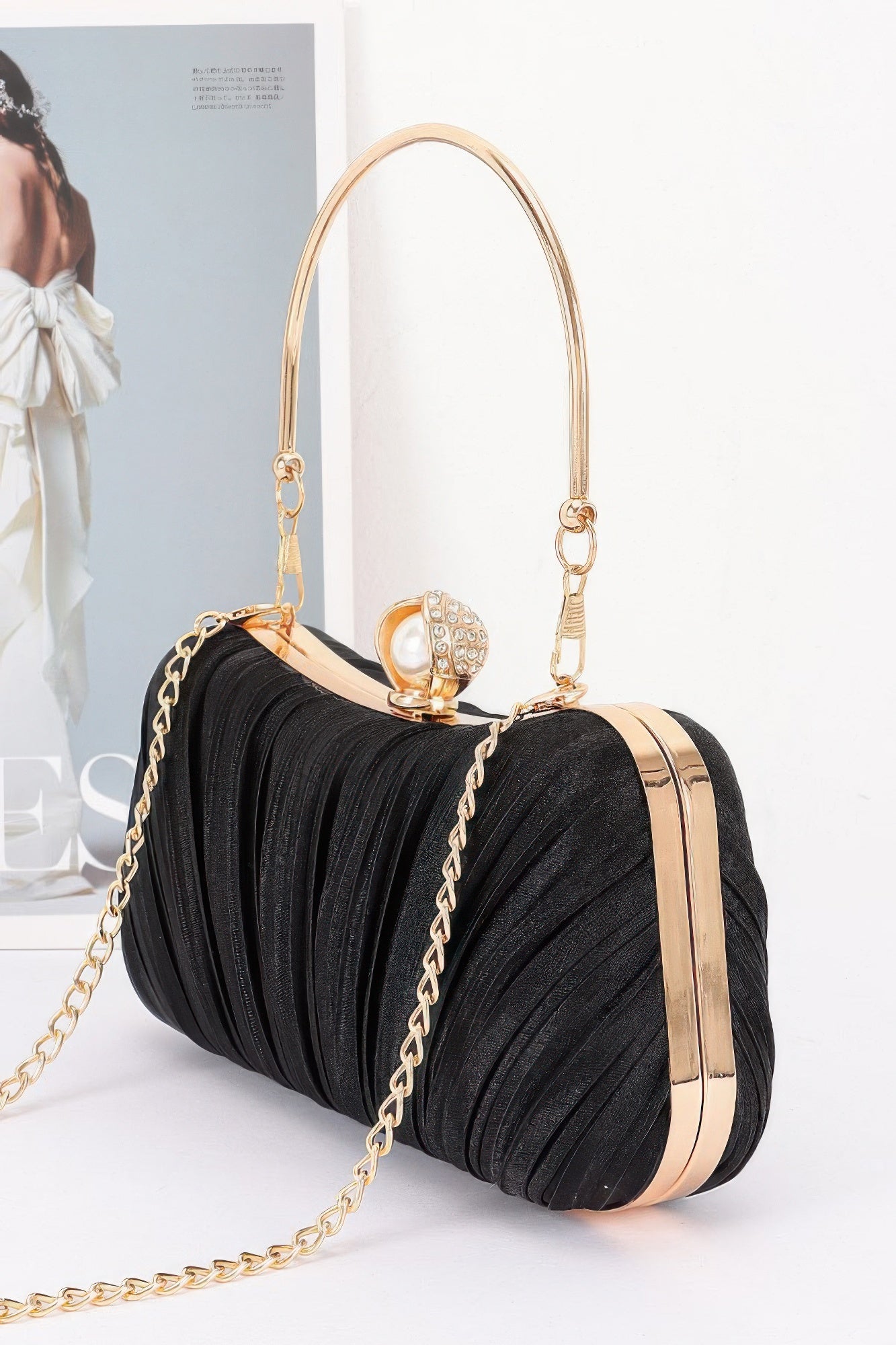 Women's Party Clutch Pleated Polyester BYMANYC ® New York ELEGANT TEXTURED EVENING PURSE - New Collection