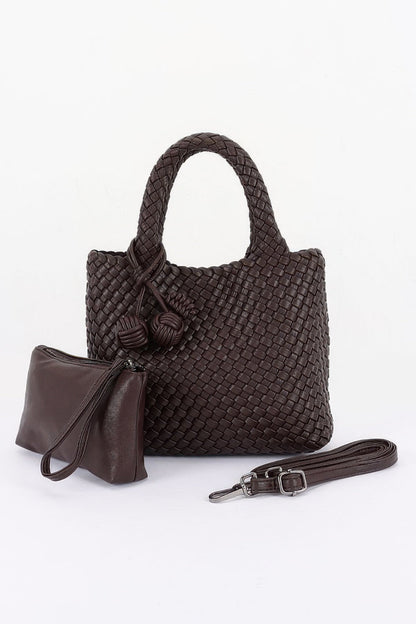 Women's Tote Bag Braided Vegan Leather BYMANYC ® New York CONTEMPORARY WOVEN SHOPPER PURSE - New Collection