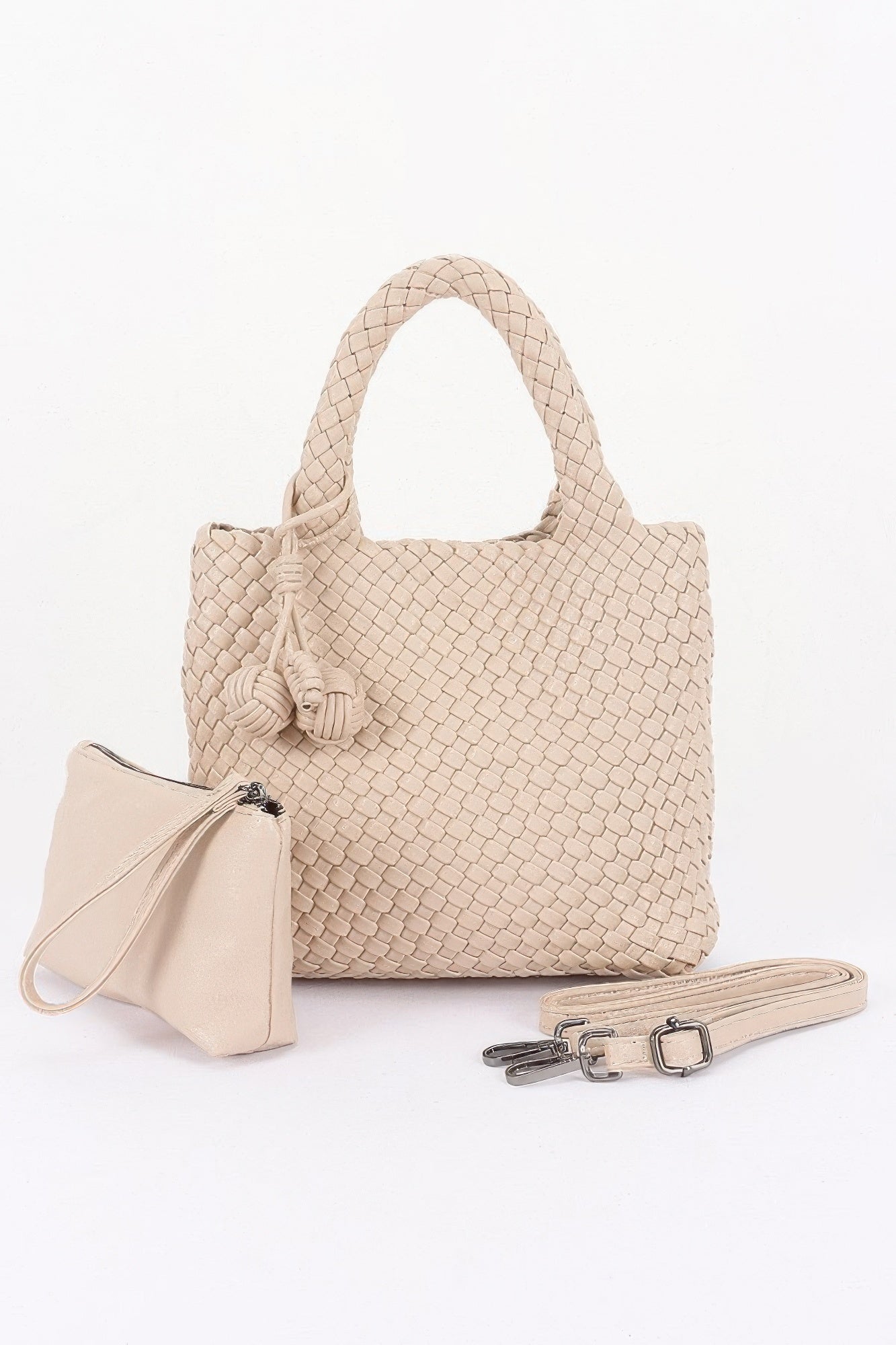 Women's Tote Bag Braided Vegan Leather BYMANYC ® New York CONTEMPORARY WOVEN SHOPPER PURSE - New Collection