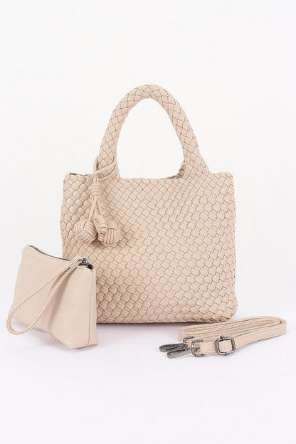 Women's Tote Bag Braided Vegan Leather BYMANYC ® New York CONTEMPORARY WOVEN SHOPPER PURSE - New Collection