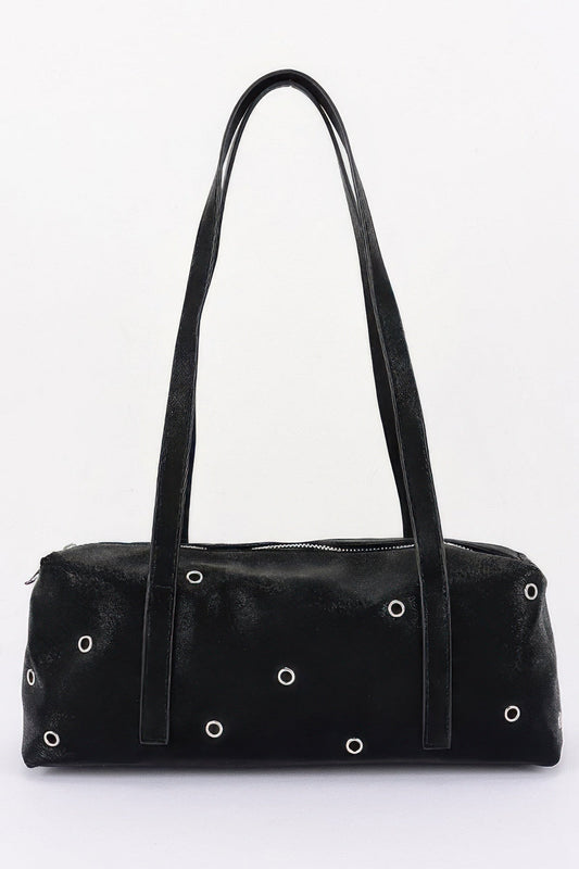 Women's Shoulder Bag Vegan Leather Eyelet Studded Rectangular BYMANYC ® New York CONTEMPORARY HARDWARE STRUCTURED PURSE - New Collection