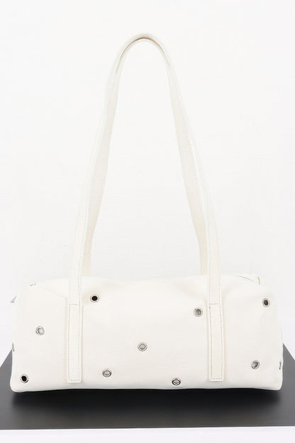 Women's Shoulder Bag Vegan Leather Eyelet Studded Rectangular BYMANYC ® New York CONTEMPORARY HARDWARE STRUCTURED PURSE - New Collection