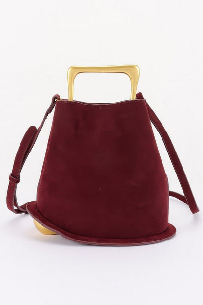 Women's Top Handle Bag Faux Suede Metal Handle BYMANYC ® New York CONTEMPORARY TEXTURED METALLIC PURSE - New Collection