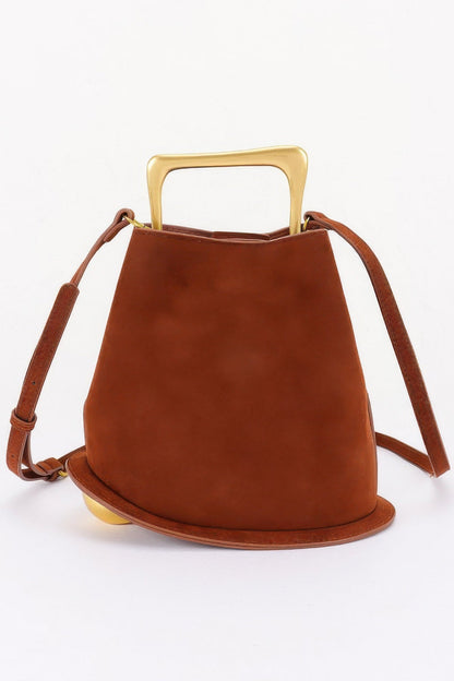 Women's Top Handle Bag Faux Suede Metal Handle BYMANYC ® New York CONTEMPORARY TEXTURED METALLIC PURSE - New Collection