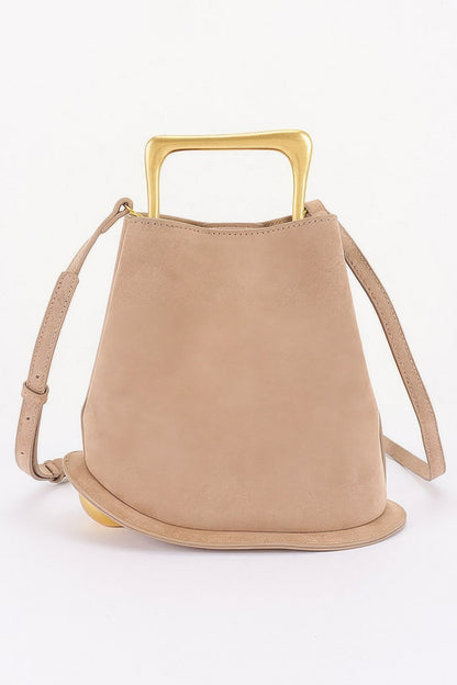 Women's Top Handle Bag Faux Suede Metal Handle BYMANYC ® New York CONTEMPORARY TEXTURED METALLIC PURSE - New Collection