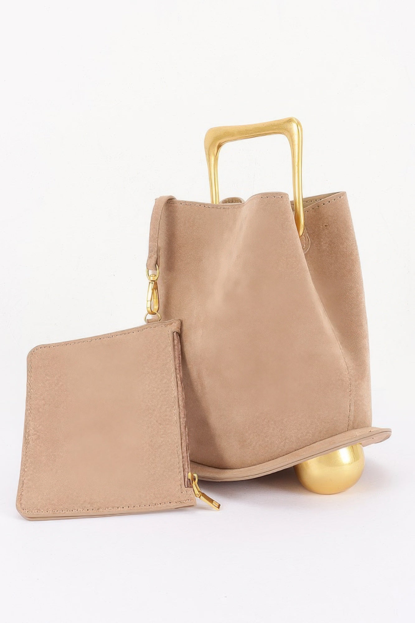 Women's Top Handle Bag Faux Suede Metal Handle BYMANYC ® New York CONTEMPORARY TEXTURED METALLIC PURSE - New Collection