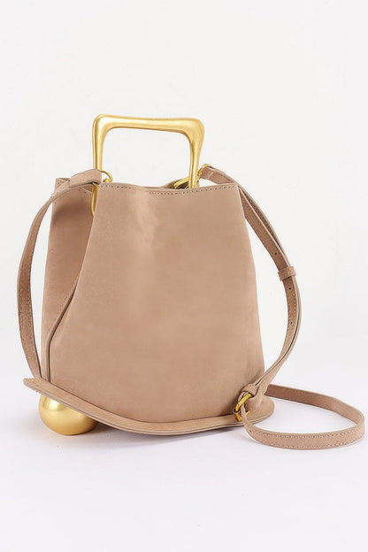 Women's Top Handle Bag Faux Suede Metal Handle BYMANYC ® New York CONTEMPORARY TEXTURED METALLIC PURSE - New Collection