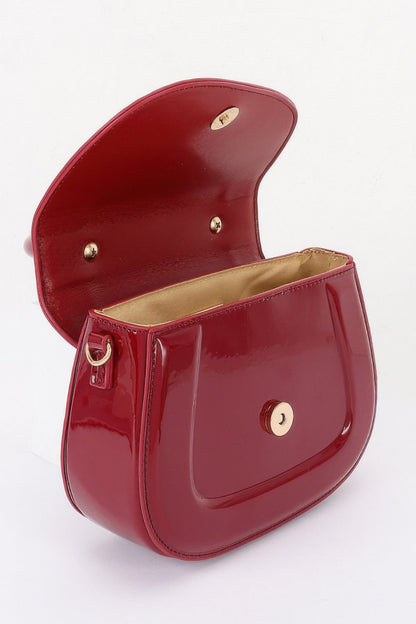 Women's Top Handle Bag Patent Leather BYMANYC ® New York GLOSSY SLEEK STRUCTURED PURSE - New Collection