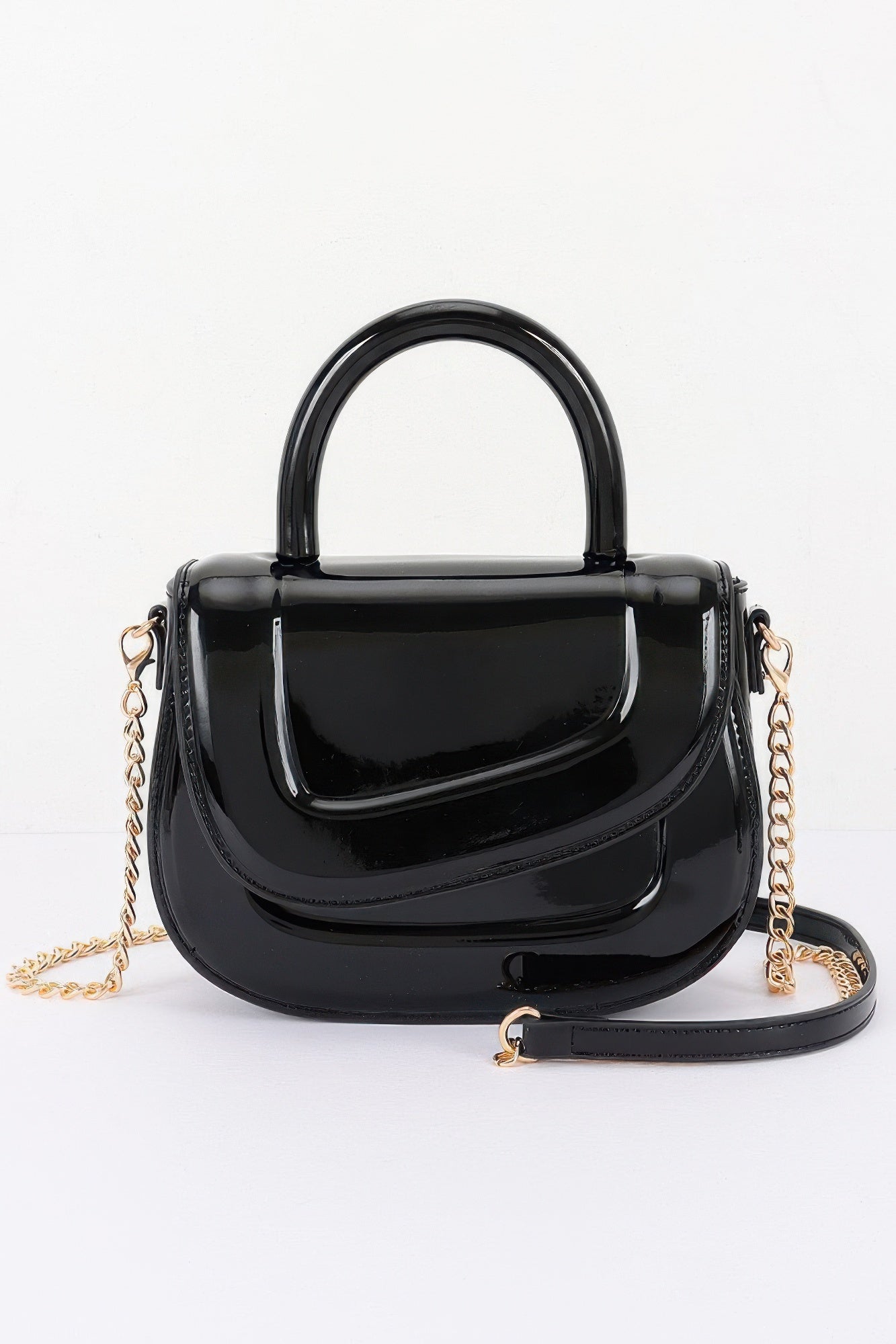 Women's Top Handle Bag Patent Leather BYMANYC ® New York GLOSSY SLEEK STRUCTURED PURSE - New Collection