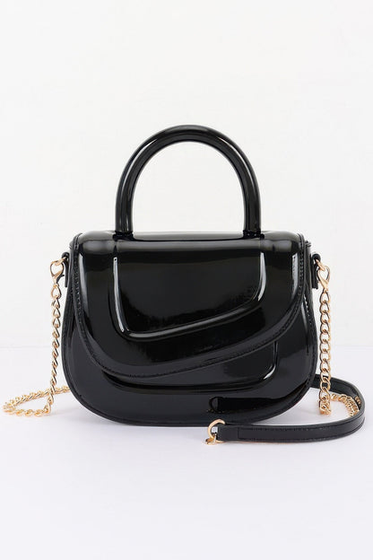 Women's Top Handle Bag Patent Leather BYMANYC ® New York GLOSSY SLEEK STRUCTURED PURSE - New Collection