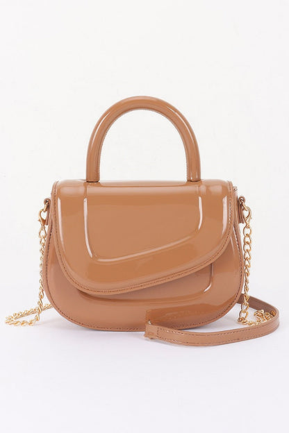 Women's Top Handle Bag Patent Leather BYMANYC ® New York GLOSSY SLEEK STRUCTURED PURSE - New Collection