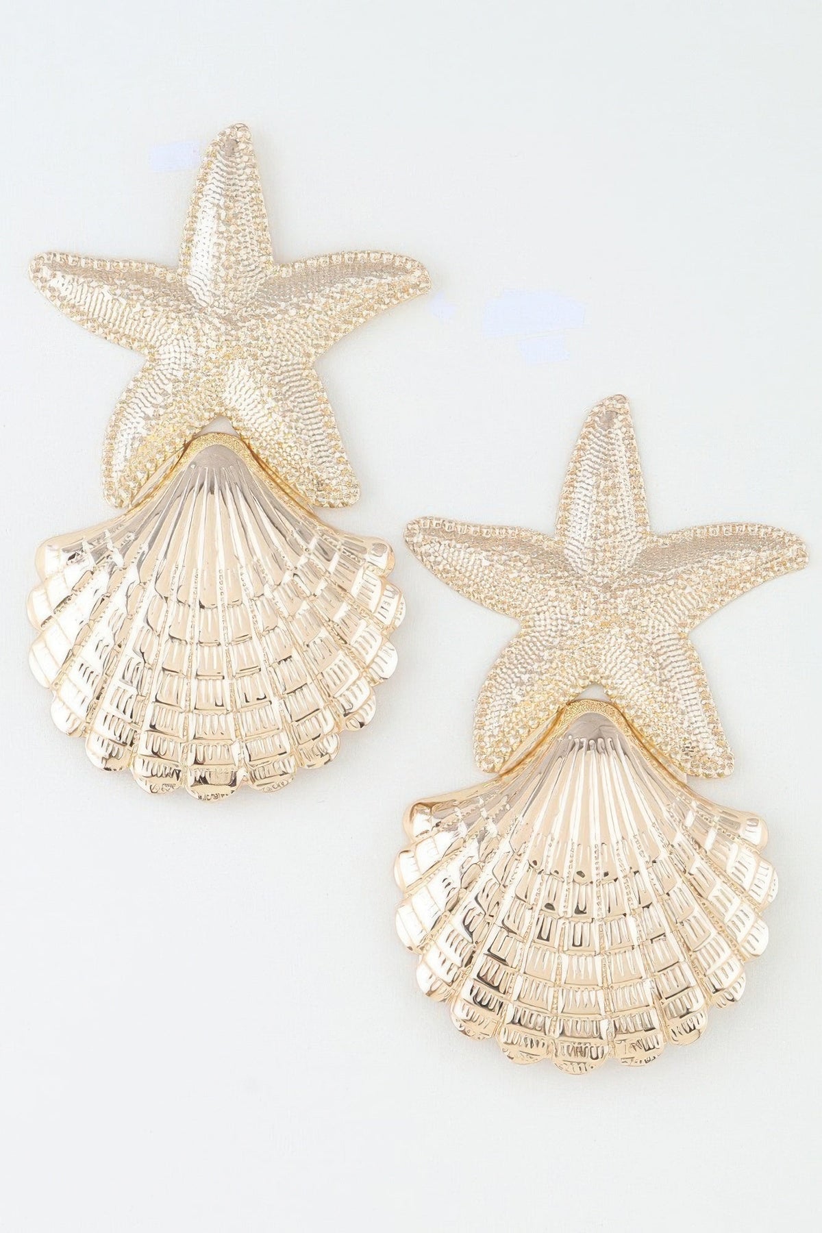 Women's Polished Starfish and Shell Drop Earrings Prêt-À-Porter BYMANYC ® New York - New Collection