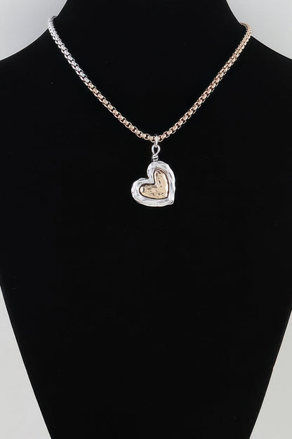 Women's Hammered Heart Box Chain Necklace Prêt-À-Porter BYMANYC ® New York - New Collection