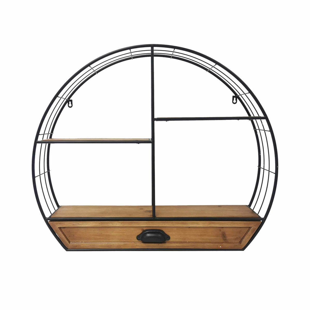 Wall Rack - Rustic Iron Wall Shelf With Drawer