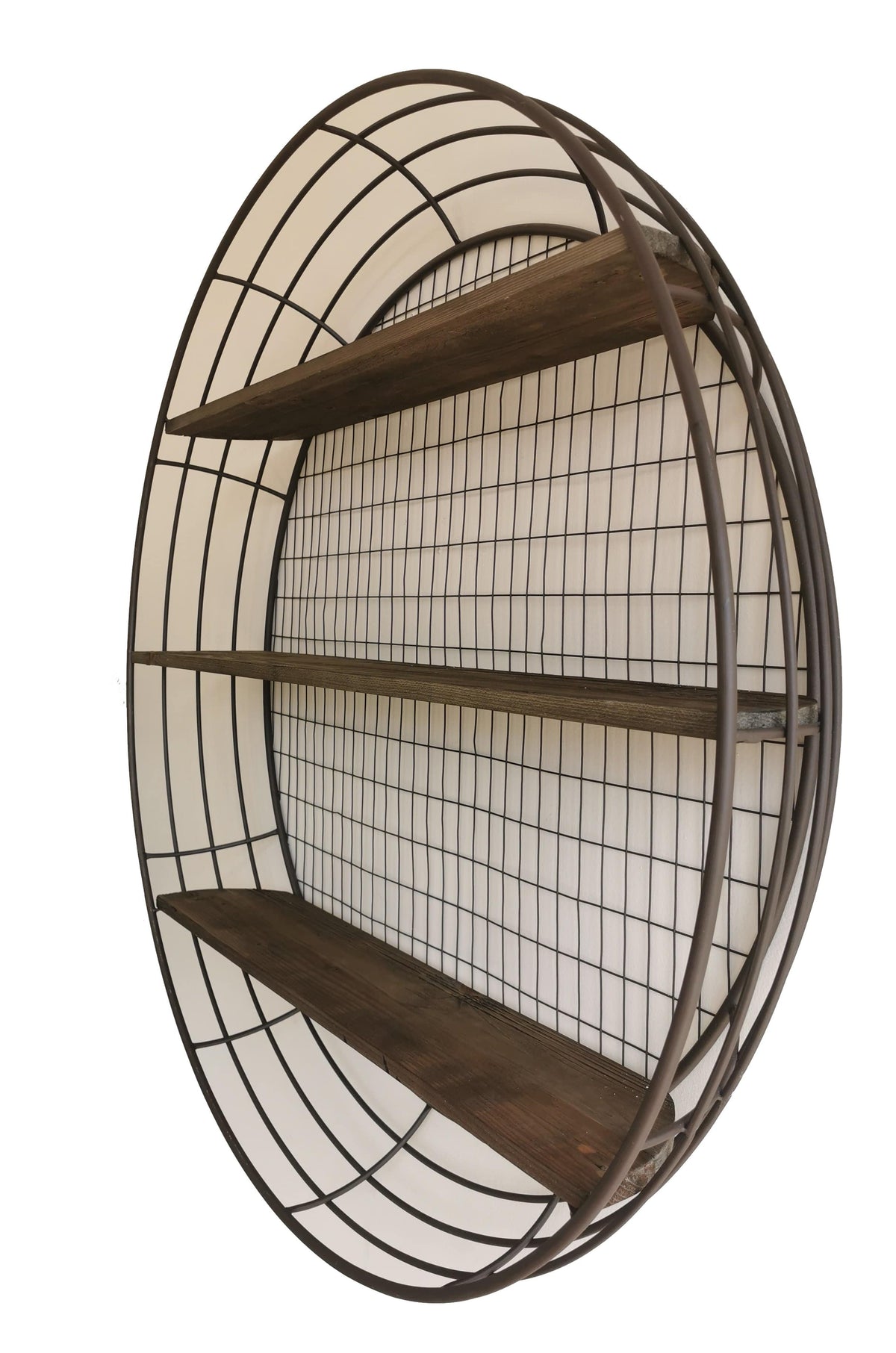 Wall Rack - 3-Tier Rustic Round Iron Wall Shelf