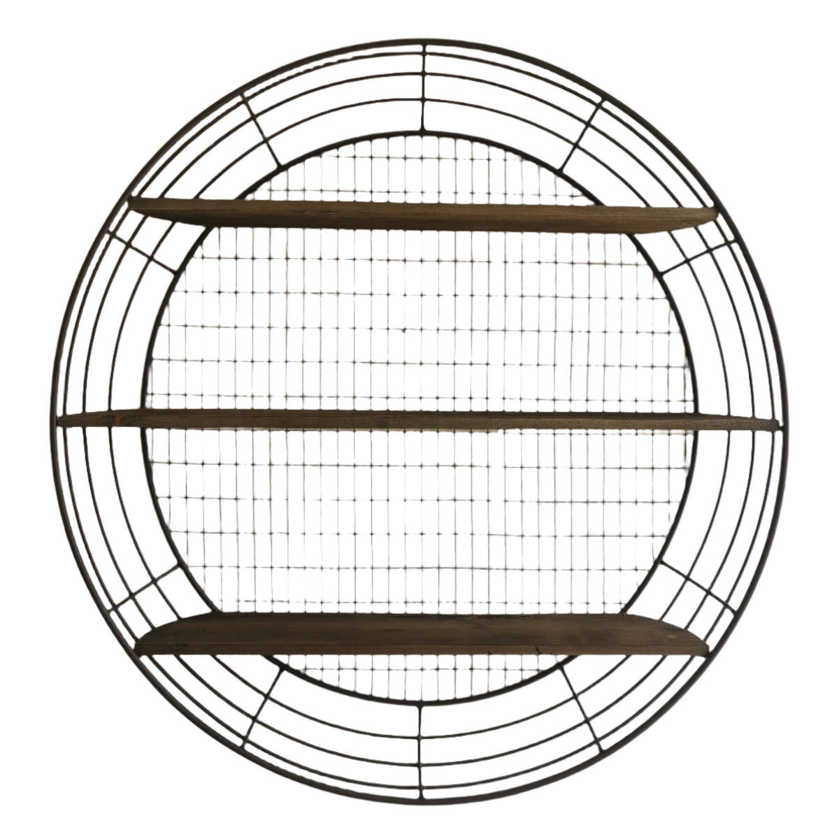 Wall Rack - 3-Tier Rustic Round Iron Wall Shelf