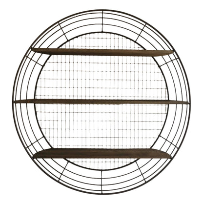 Wall Rack - 3-Tier Rustic Round Iron Wall Shelf