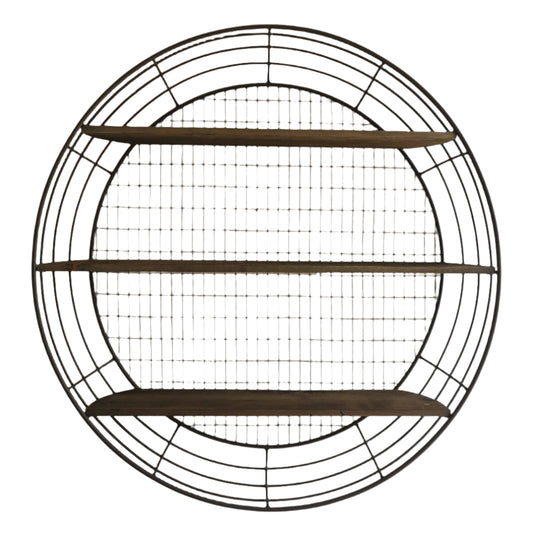 Wall Rack - 3-Tier Rustic Round Iron Wall Shelf