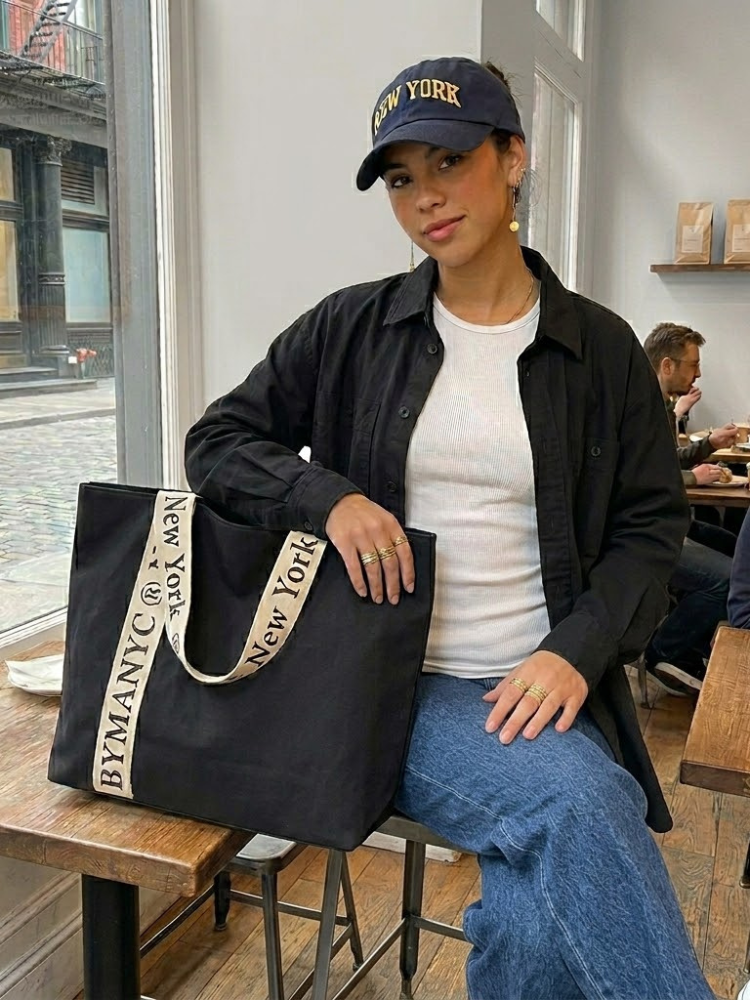 WOMEN'S BAG Black Canvas Tote NOHO - BYMANYC ® New York