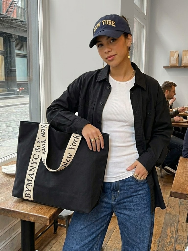 WOMEN'S BAG Black Canvas Tote NOHO - BYMANYC ® New York
