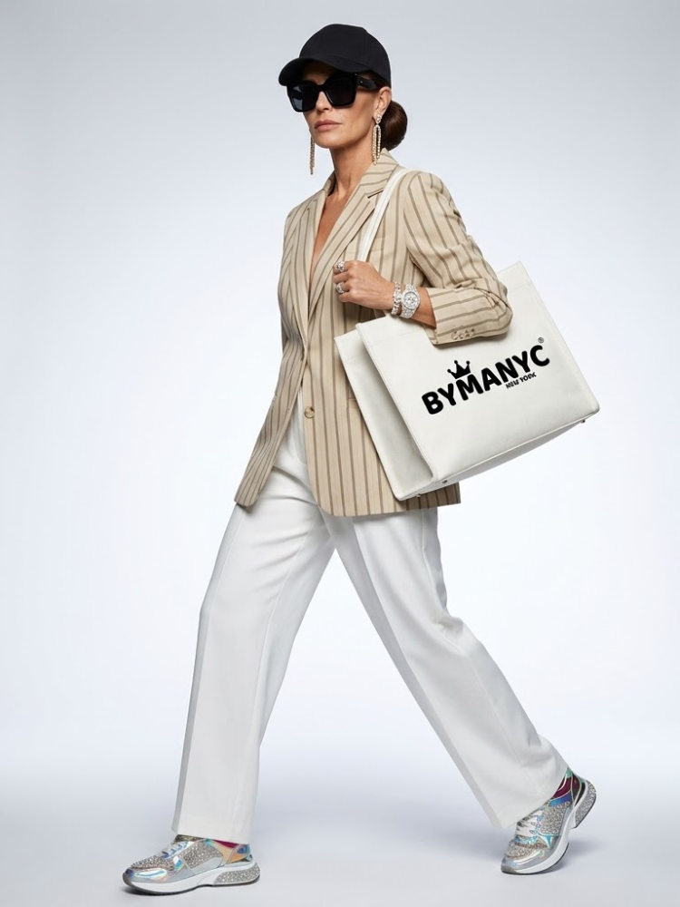 WOMEN'S BLAZER Beige Striped NOLITA - BYMANYC ® New York