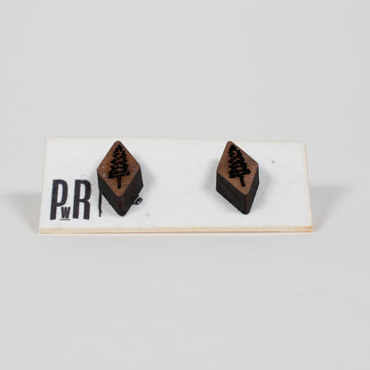 Small Wood Stud Earrings | Geometric Designs