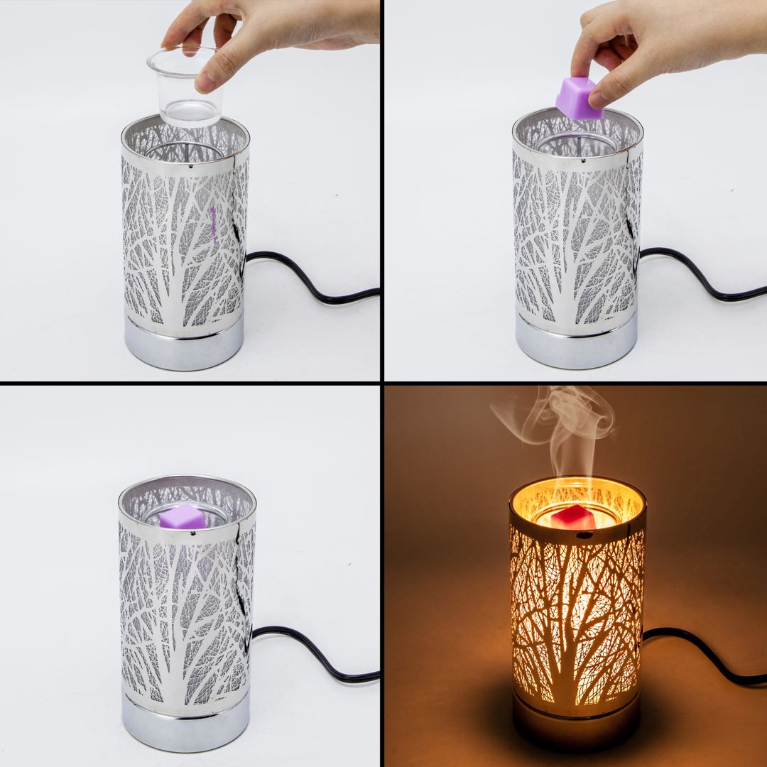 7" Touch Lamp-Fragrance Wax Melts Warmer -Electric Candle Essential Oil Burner-Metal Silver Dragonfly Table Decor