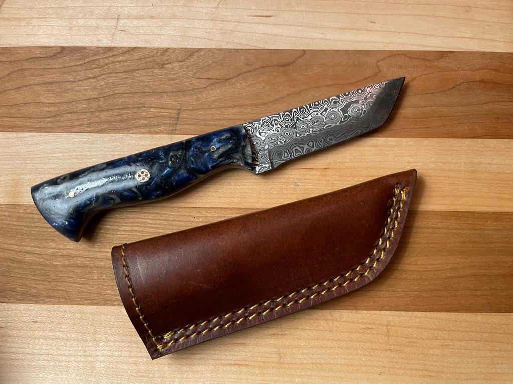 Damascus Utility Tanto Blade by Titan - TK-081