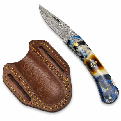 Titan Ocean Storm Damascus Folding Knife TFT-114