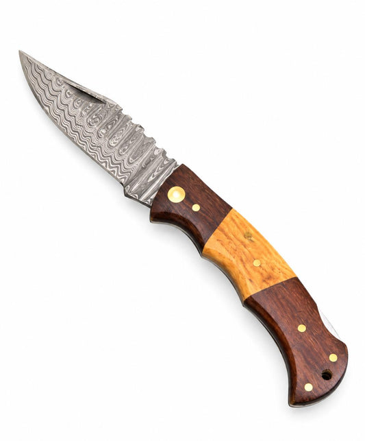 Titan Timberline Damascus Folding Knife TFT-116