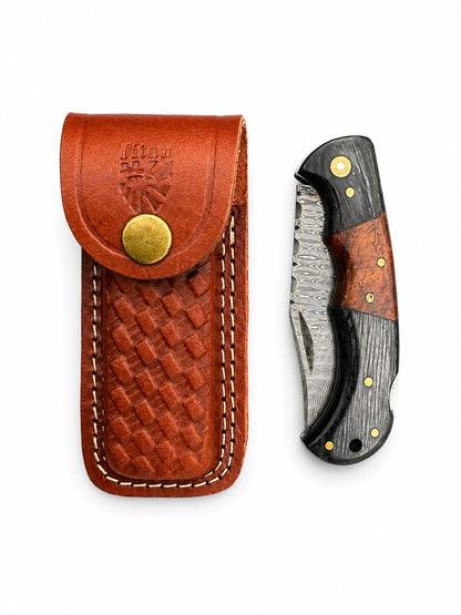 Ironwood Crest Damascus Folding Knife TKT-37