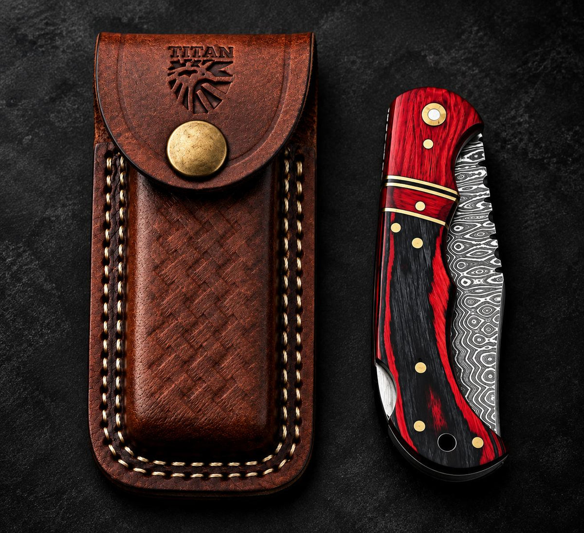 Titan Desert Fang Damascus Collector Knife TKT-22