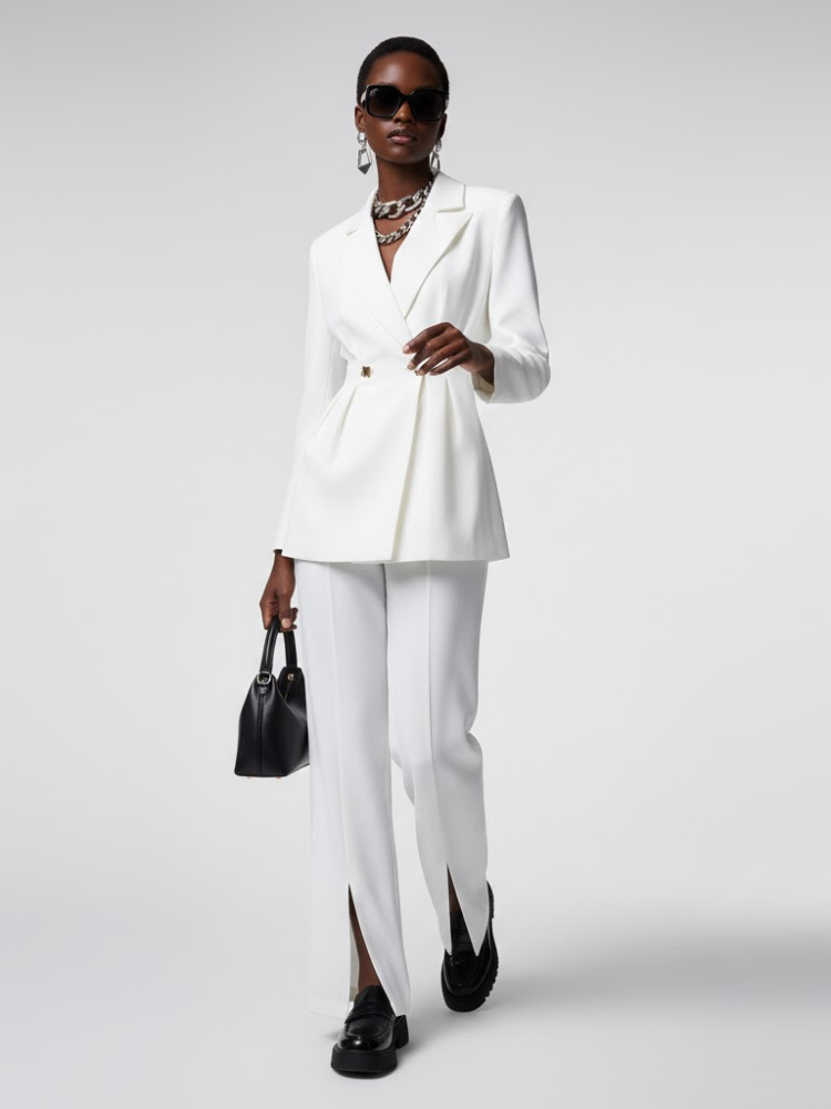 White Tailored Blazer and Trousers Set - WILLIAMSBURG: New Collection COUTURE in BROOKLYN - BYMANYC ® New York