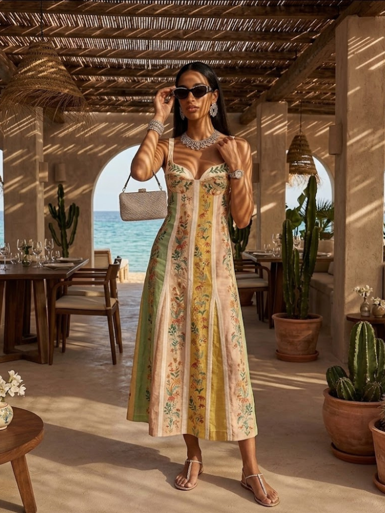 Women Strapless Floral Dress, IBIZA - BYMANYC ® New York
