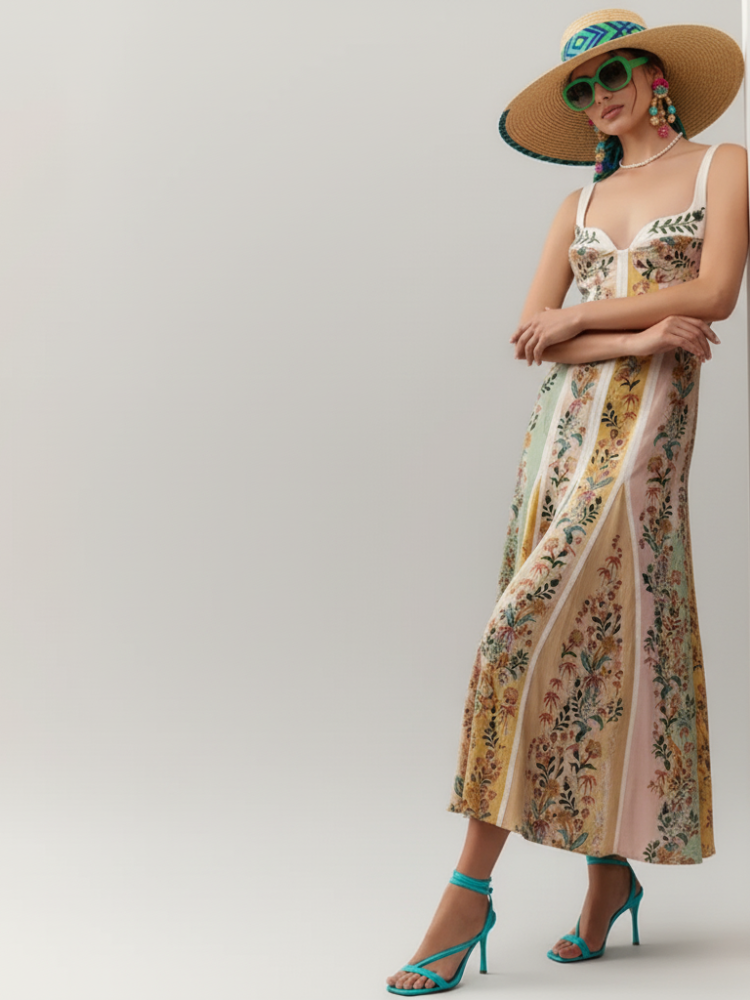 Women Strapless Floral Dress, IBIZA - BYMANYC ® New York