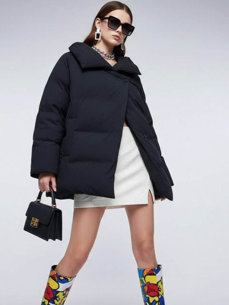 Women's Asymmetric Padded Jacket FLATIRON New Collection Couture in Manhattan BYMANYC ® New York
