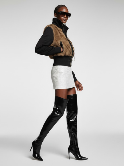 Women's Bomber Jacket With Faux Fur - CROWN HEIGHTS: New Collection COUTURE in BROOKLYN - BYMANYC ® New York