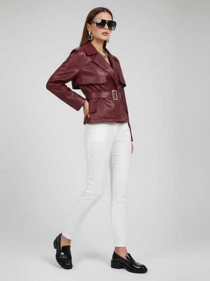 Women's Collared Zip Jacket BURGUNDY - RED HOOK: New Collection COUTURE in BROOKLYN - BYMANYC ® New York
