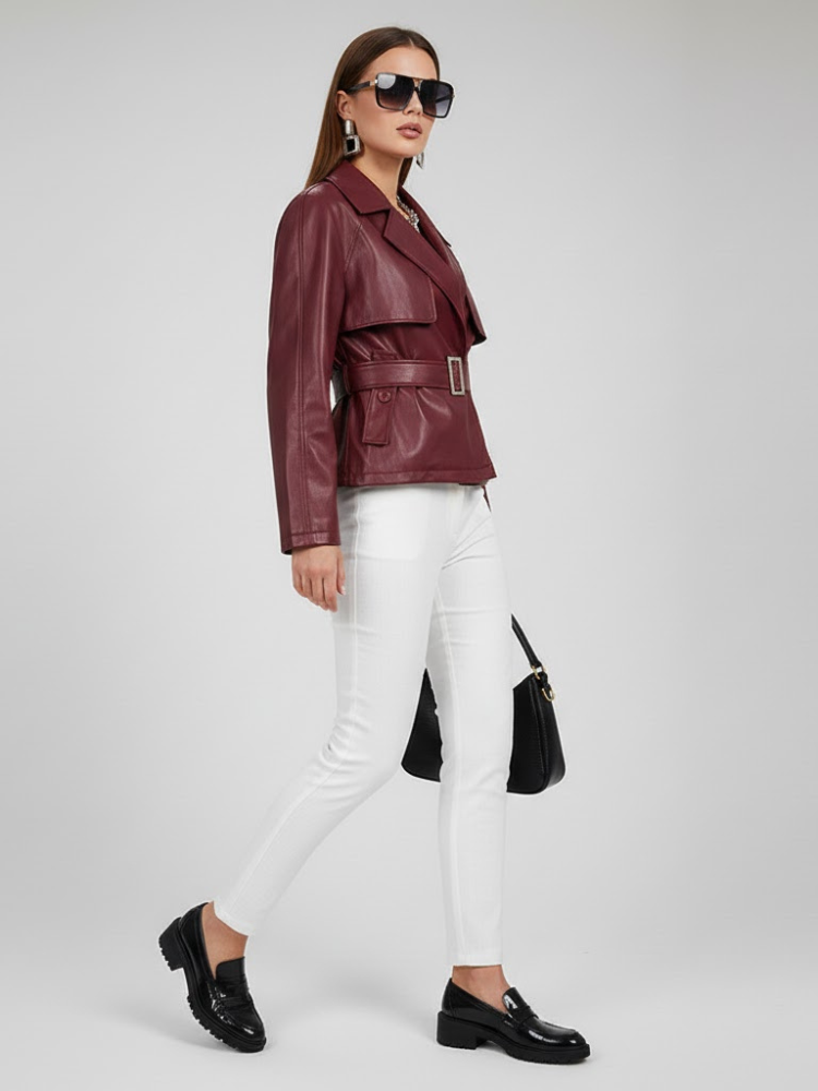 Women's Collared Zip Jacket BURGUNDY - RED HOOK: New Collection COUTURE in BROOKLYN - BYMANYC ® New York