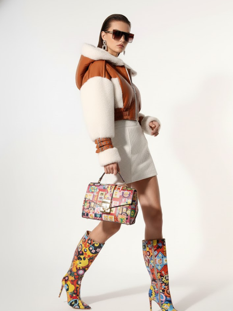Women's Cropped Shearling Aviator Jacket LITTLE ITALY New Collection Couture in Manhattan BYMANYC ® New York