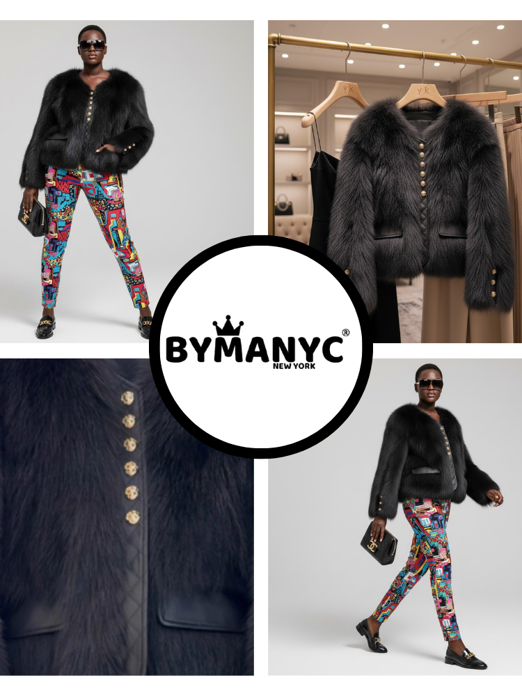 Women's Faux Fur Jacket UPPER EAST SIDE NYFW New Colecction BYMANYC ® New York