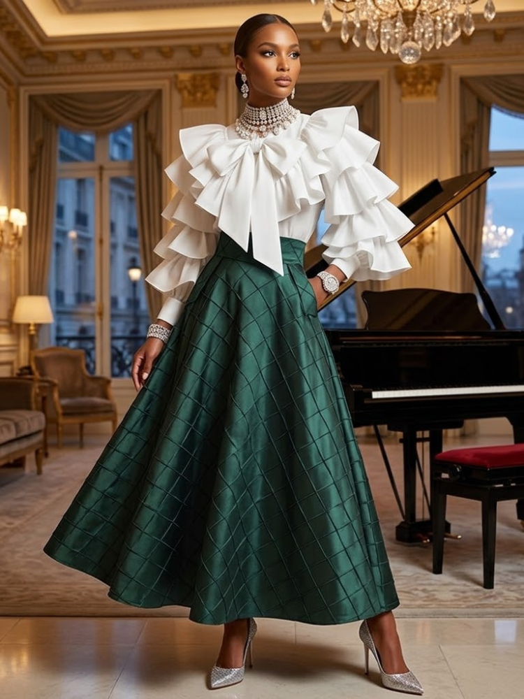 Women's Green Satin Skirt • QUARTIER LATIN • New Collection PARIS LE MARAIS BYMANYC ® New York