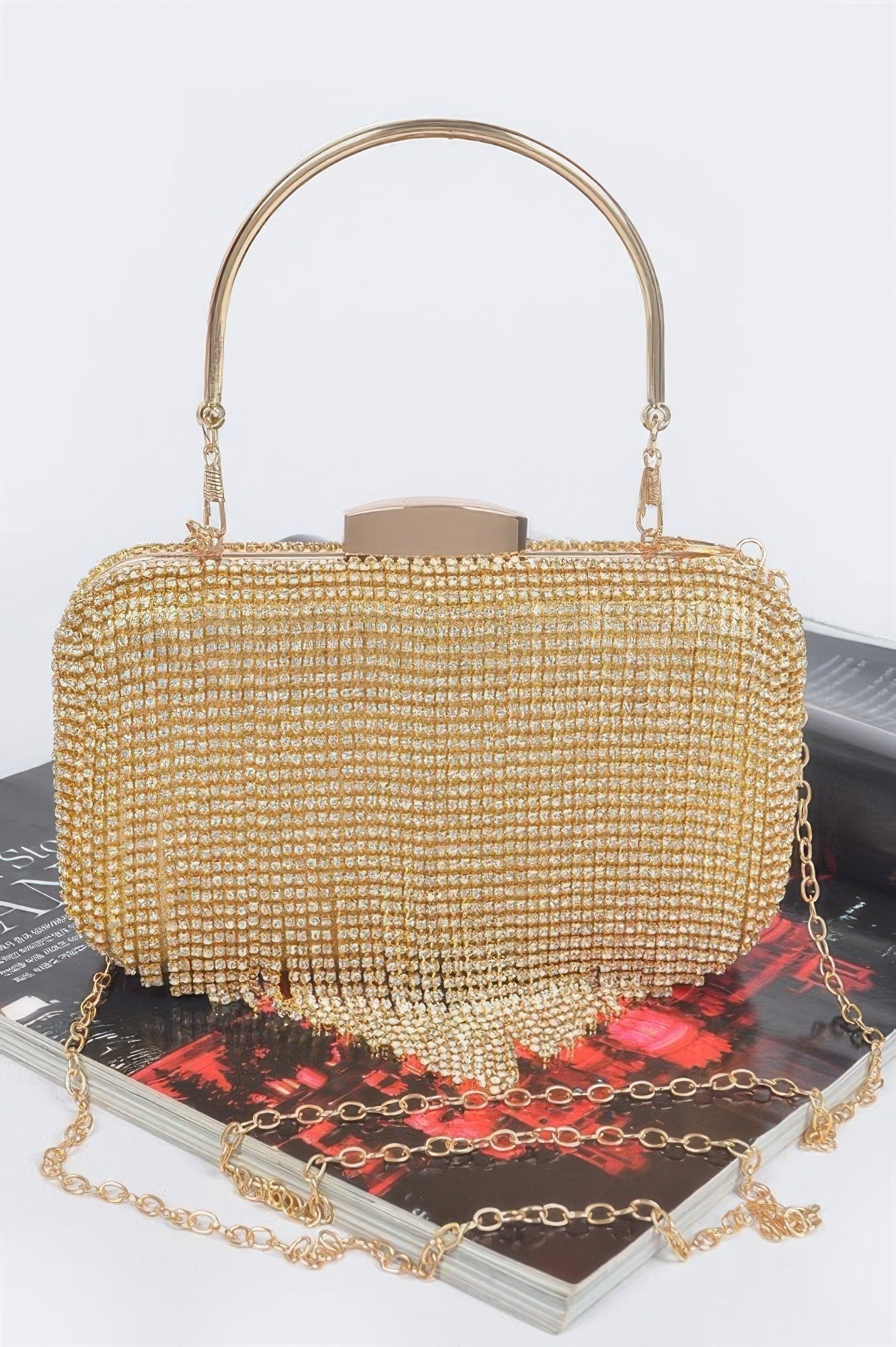 Women's Handbag Rhinestone Fringe Clutch - BROADWAY - BYMANYC ® New York