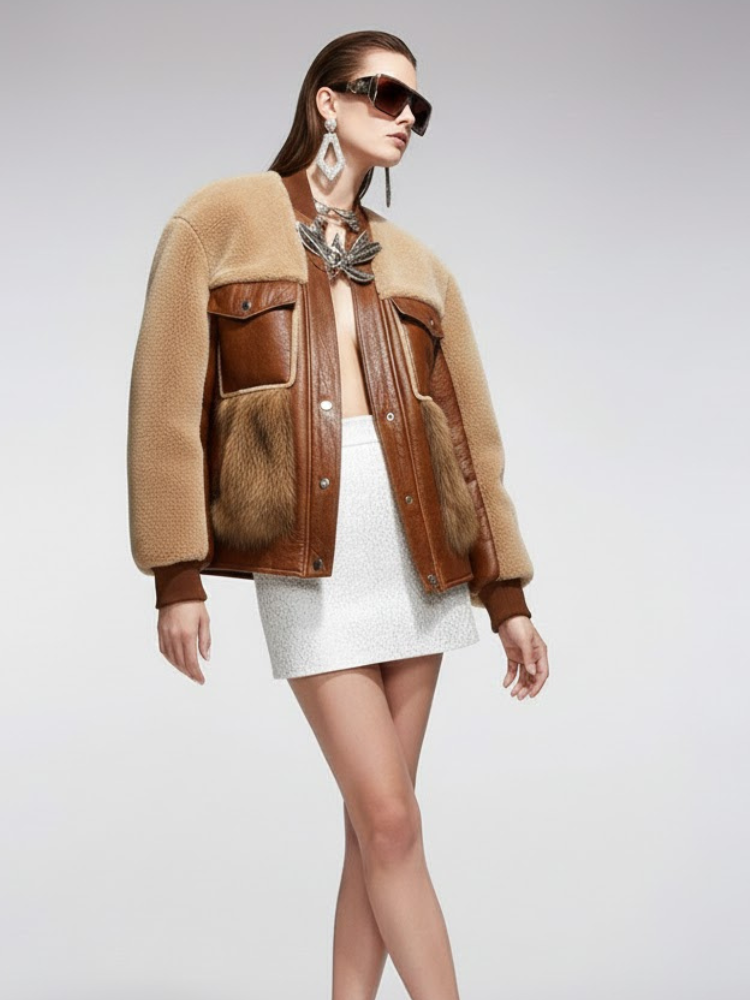 Women's Leather Fur Hybrid Jacket SOHO New Collection Couture in Manhattan BYMANYC ® New York