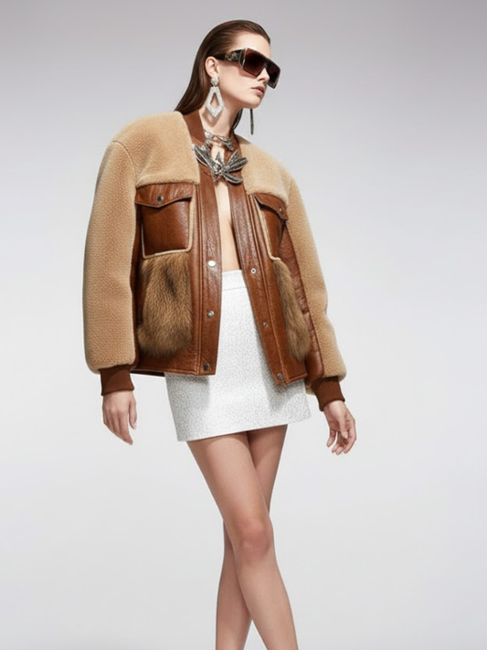 Women's Leather Fur Hybrid Jacket SOHO New Collection Couture in Manhattan BYMANYC ® New York